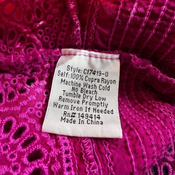 JOHNNY WAS Leena Embroidered Lace Trim Magenta Tunic Top- Size XXL - Picture 5 of 6